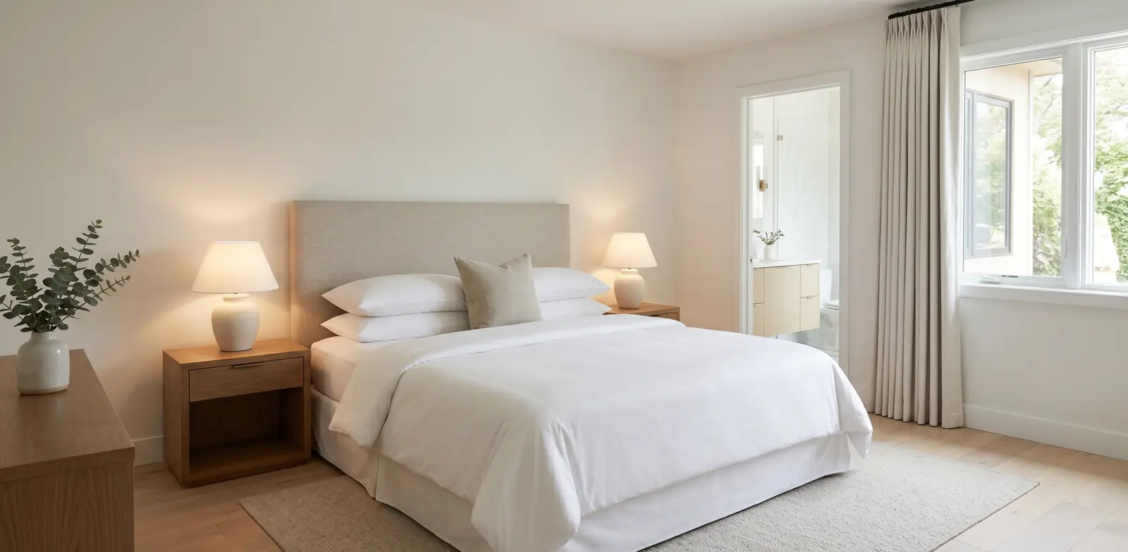Bedrooms that feel like a hotel — the primary bedroom shoot
